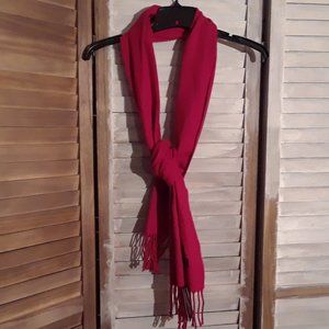 Red Scarf with Fringe Made In Italy